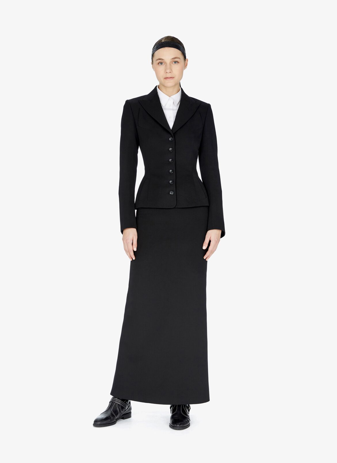 Wool-Blend Button-Front Blazer ALAÏA BLACK WOOL-BLEND BUTTON-FRONT BLAZER